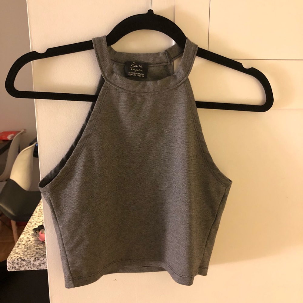 Zara Marled Grey Colored Crop Top